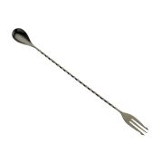 Ложка барная 31,5см, ручка витая, с вилочкой, черная сталь M37015BK