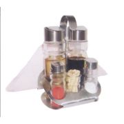 Набор для специй 5 предметов (соль, перец, зубочистки, масло, уксус)+салфетница "Спайс",  418А