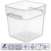 GASTROPLAST (Турция) Контейнер для продуктов квадратный 7,6 л. 22*22*23 см. с мерной шкалой, прозрачный, п/п, без крышки (крышка 76712, 76711, 76712, 76713) GP /1/12/
