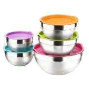 MGsteel Миска 2 л. d=20 см. h=10 см. полусферическая, нерж. с зеленой крышкой п/п MGsteel /1/