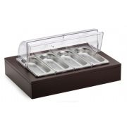 Мармит настольный (чефиндиш) GN1/1 с крышкой Roll Top, на дерев.подставке венге 51132820