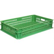 Пластик (Россия) Ящик 740*465*145 мм. для хлеба прямой перфорир., зеленый (крышка 73937) /1/44/