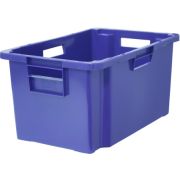Пластик (Россия) Ящик 600*400*300 мм. для мяса конусный сплошной, синий (крышка 65079) /1/68/