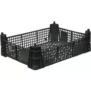 Пластик (Россия) Ящик 400*300*110 мм. для грибов перфорированный, черный /1/160/