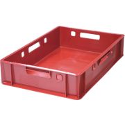 Ящики (Россия) Ящик 600*400*120 мм. для мяса Е1 прямой сплошной, красный (крышка 76402) /1/80/