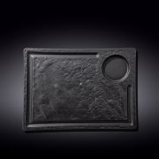 Wilmax (Англия) Блюдо для подачи 325*230 мм. с выемкой для соусника d=80 мм. Слэйт Wilmax /2/12/