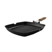 Abert (Италия) Сковорода-гриль 24*24 см. h=3,8 см. 1 л. алюм. рифлен. с дерев. ручкой  Abert /1/6/