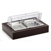 Мармит настольный (чефиндиш) GN1/1 с крышкой Roll-Top, с охлажд элем, на дерев.подст. венге 51132830