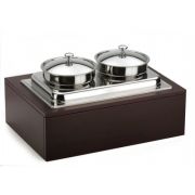 Мармит настольный (чефиндиш) для первых блюд, подогреваемый, на дерев.доске , цвет венге 51135556